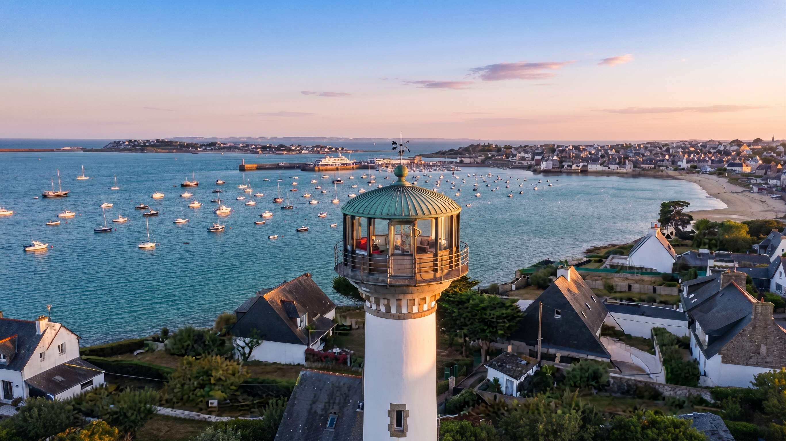Phare de Kerbel - phare historique habitable en son sommet avec maison du gardien et piscine à Riantec France